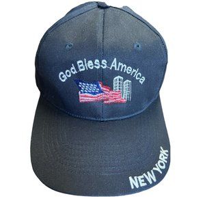 USA New York God Bless‎ America Embroidered Blue Adjustable Cap Hat US Flag Twin